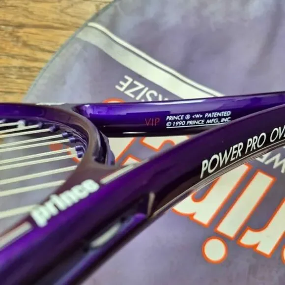Vintage 1990 Prince Purple Power Pro Mid Plus Tennis Racket 4 3/8 Grip - w Bag